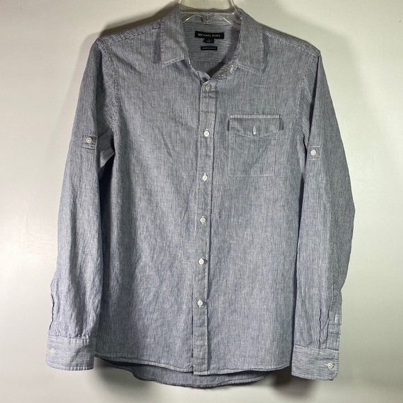 Michael Kors Classic Fit Striped Shirt Size M - Picture 2 of 11